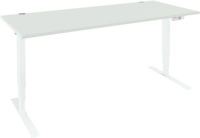 Schäfer Shop Genius Schreibtisch AERO FLEX elektrisch höhenverstellbar mit T-Fuß und Memorypanel, Farbe: lichtgrau/weißalu, Breite: 160 cm - Bild 1