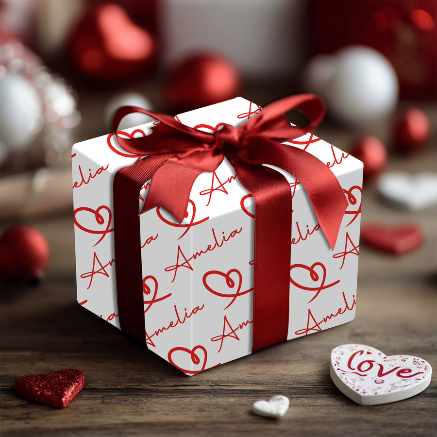 6 Stück personalisierbares Geschenkpapier Joy-enlife für Valentinstag und Hochzeiten mit Herzmuster in Rot und Weiß - Bild 3