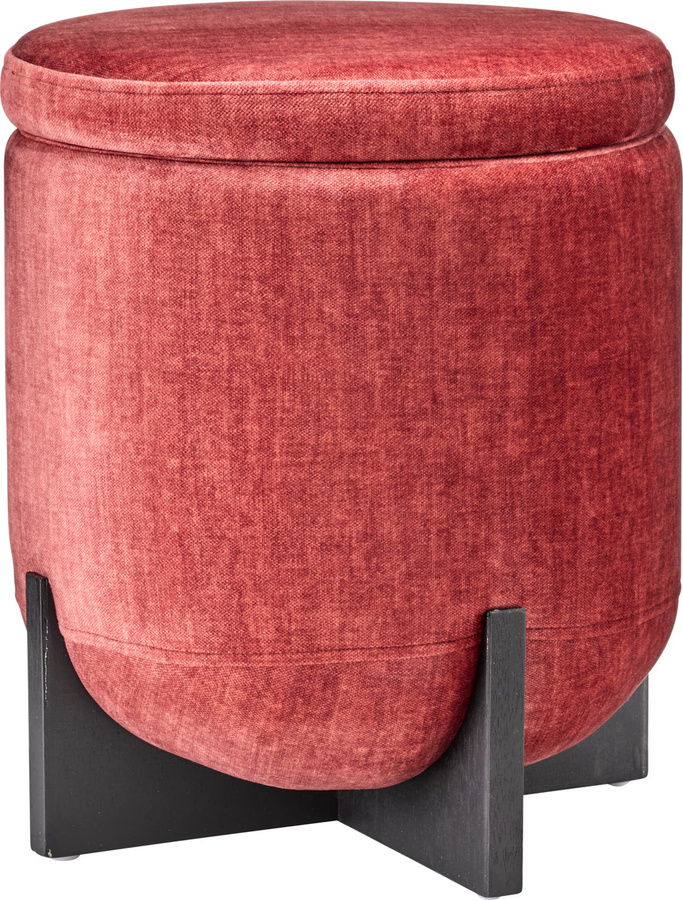 Hocker von Heine Home in Schwarz-Rot mit abnehmbarem gepolstertem Sitz aus Gummibaumholz, B/T/H: 32,5 x 32,5 x 39,0 cm - Bild 2