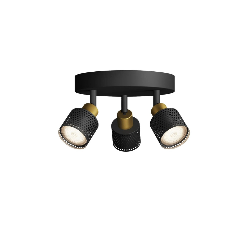 Philips Hue Spot Niall 3-flammige Wandleuchte, rund, Schwarz-Gold, GU10, verstellbar - Bild 2