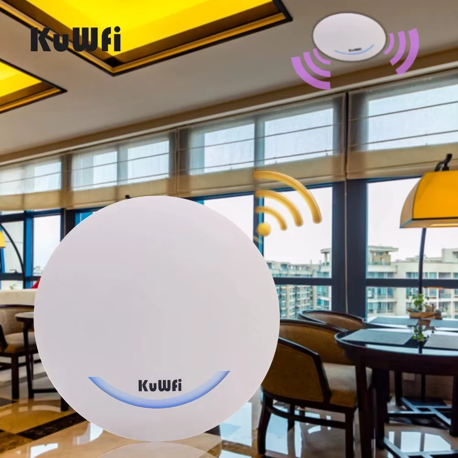 KuWFi Decken-WLAN-Access-Point Dual-Band Wi-Fi 5 mit 1200 Mbit/s und POE-Adapter, Weiß - Bild 4