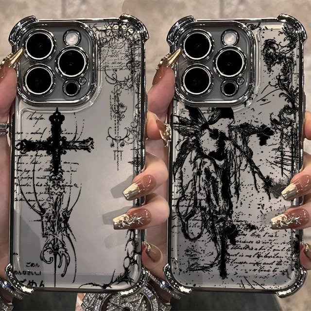 Gothic Kreuz Handyhülle für Google Pixel 10 9 8 7 Pro XL 9a 8a 7a 5G in Schwarz mit Anti-Sturz-Airbag - Bild 1