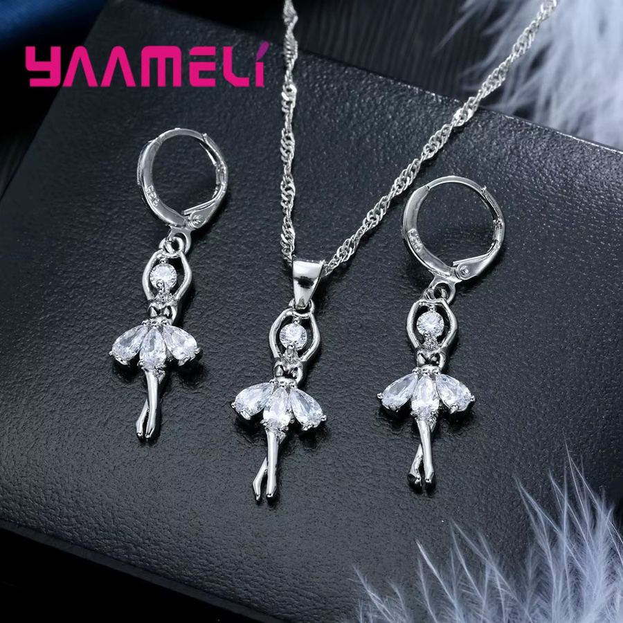 YAAMELI Schmuckset, Halskette und Creolen, 925 Silber, Zirkonia, Damen - Bild 2