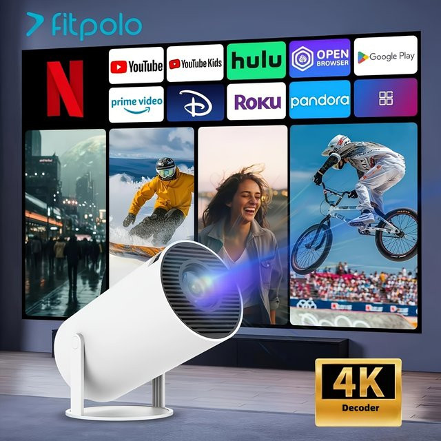 ZNLYRION 4K Mini Tragbarer Smart-Projektor mit Android 11.0, WiFi 6 und 200 ANSI in Weiß - Bild 1