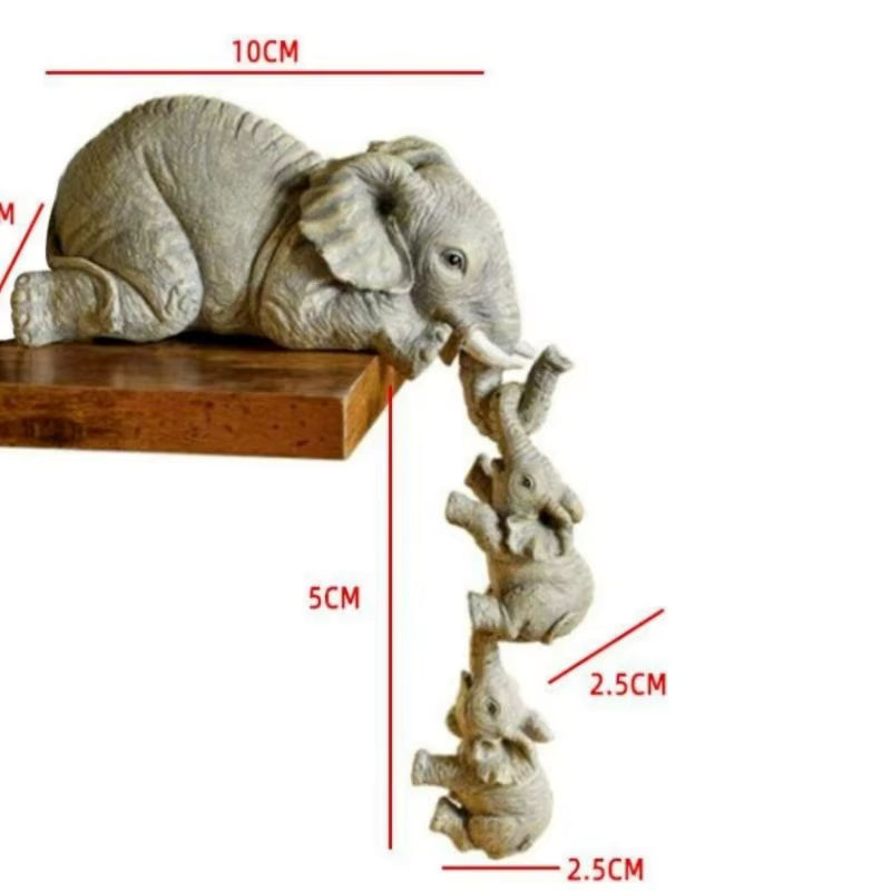 3er-Set Niedliche Elefanten Figuren aus Kunstharz in Grau als Dekorative Baby Puppen Miniaturen für deine Wohnkultur - Bild 6