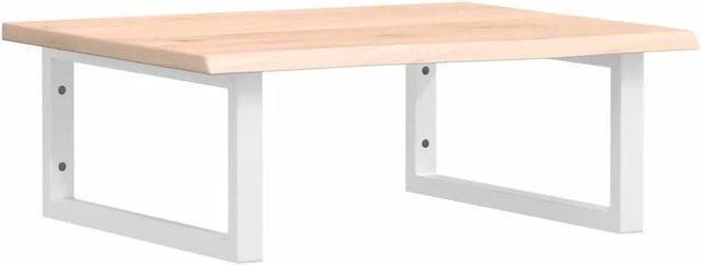 vidaXL Waschtischplatte aus Massivholz Eiche mit Stahlhalterung in Braun und Weiß - Bild 1