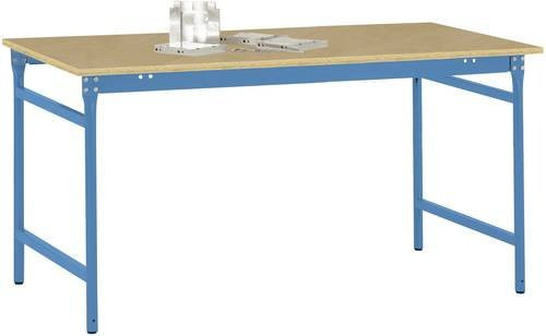 Manuflex BB3055.5012 Beistelltisch BASIS stationär mit Multiplex-Tischplatte in Lichtblau RAL 5012, B/T/H: 150 x 60 x 78 cm - Bild 1