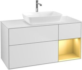 V&B Waschtischunterschrank Finion in Weiß lackiert mit goldenem Regal, Breite: 120 cm, Tiefe: 50,1 cm, Höhe: 50,1 cm - Bild 1