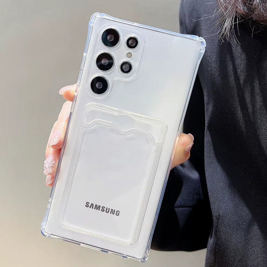Transparentes Silikon Handycase mit Kartenhalter für Samsung Galaxy S25 Ultra, A56 5G, A55, A54, A53, S24 FE, S23, S22 Plus und A52 - Bild 2