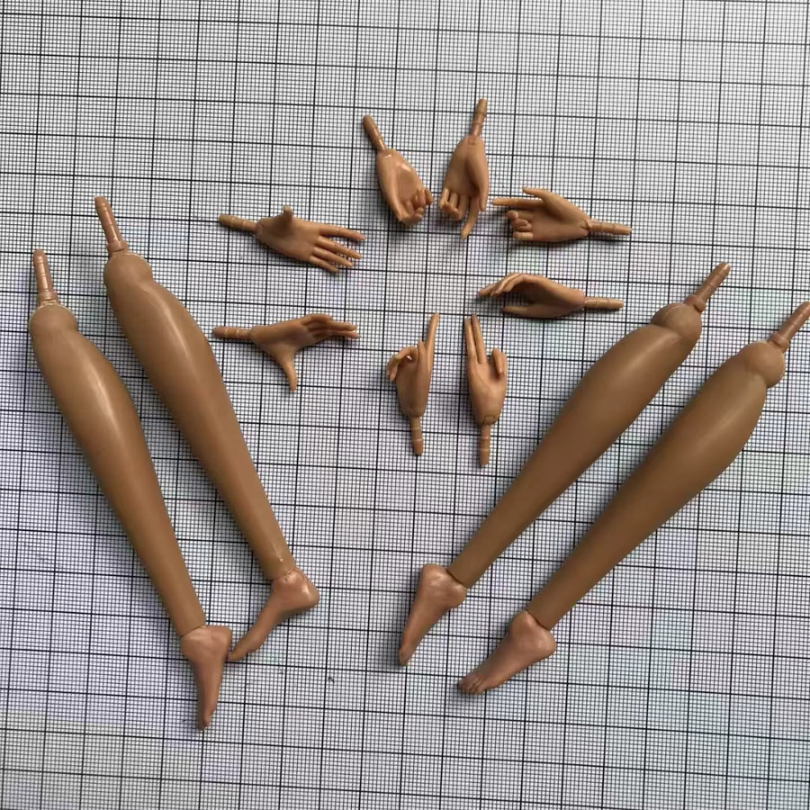 MENGF Puppenzubehör, Puppenhände, Beine, Dunkelbraune Haut, 1/6 - Bild 2