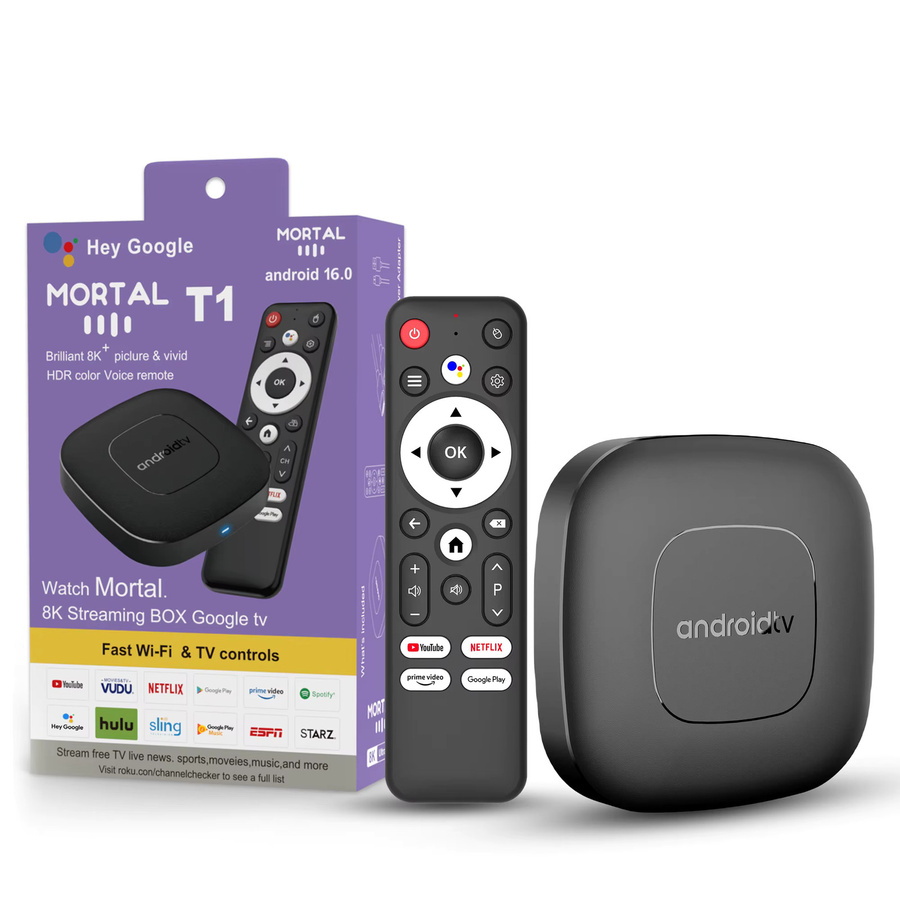 Mortal TV Box T1 Android 16 4K Media Player mit 8 GB RAM und 128 GB ROM in Schwarz - Bild 5
