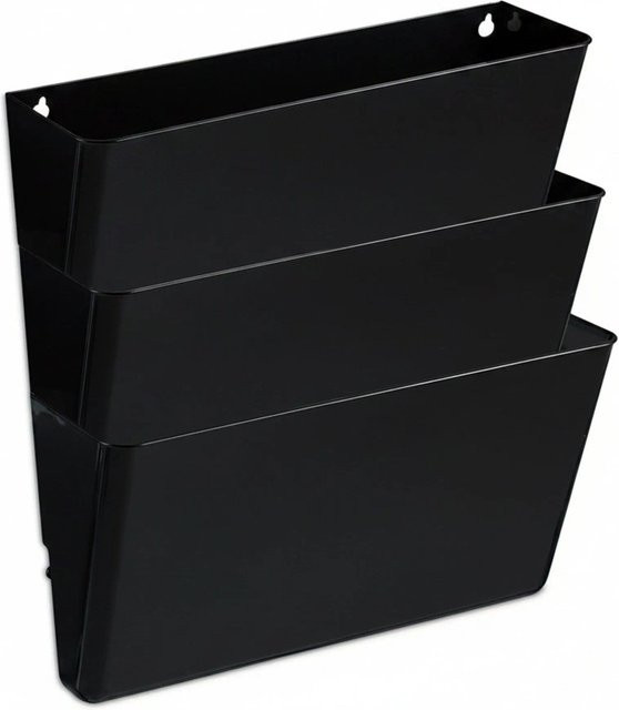 Relaxdays Wandzeitschriftenhalter aus Kunststoff in Schwarz, 3er Set, B/H/T: 19 x 33 x 10,5 cm - Bild 1
