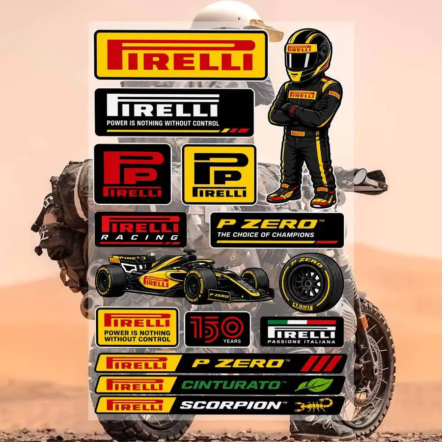 PIRELLI Graffiti-Aufkleber aus wasserfestem PVC in Multicolour für Auto, Motorrad, Skateboard und Helm, Breite: 30,0 cm - Bild 2