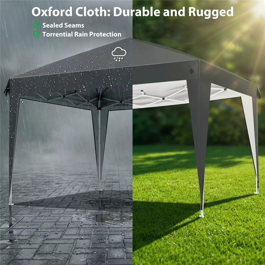 HGTUGO Faltbares Pop-Up-Pavillon-Zelt in Schwarz, Wasserdicht und UV-Schutz, B/T/H: 300 x 300 x 251 cm - Bild 5
