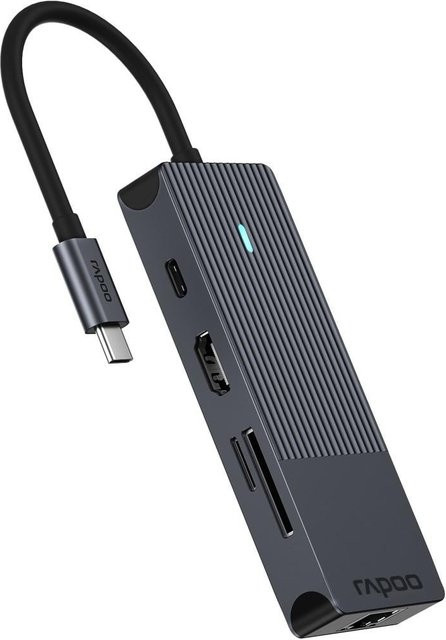Rapoo USB-C Multiport Adapter UCM-2004 8in1 in Grau mit HDMI 4K UHD, USB-A und Ethernet/LAN - Bild 1