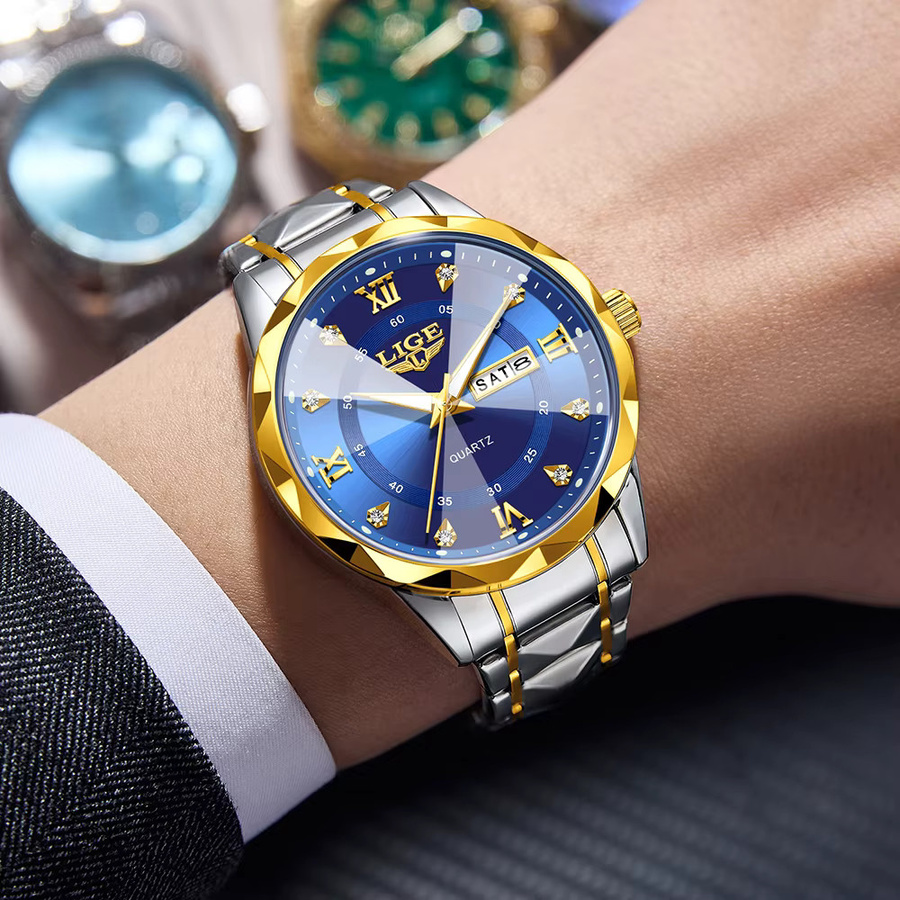 LIGE Armbanduhr Edelstahl, Quarz, Datum, Wochentag, Herren - Bild 4