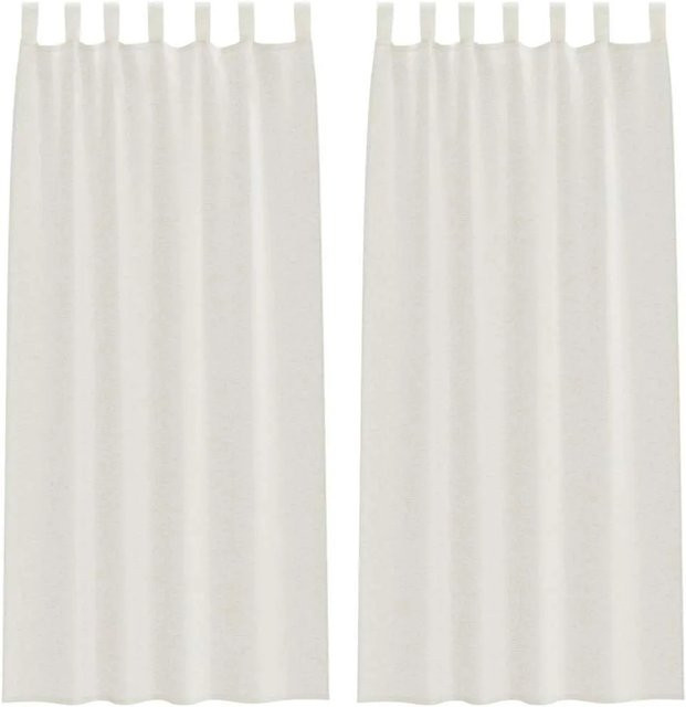 vidaXL Voile-Vorhänge aus Polyester, 2 Stück, Beige, Breite: 140 cm, Höhe: 225 cm - Bild 1
