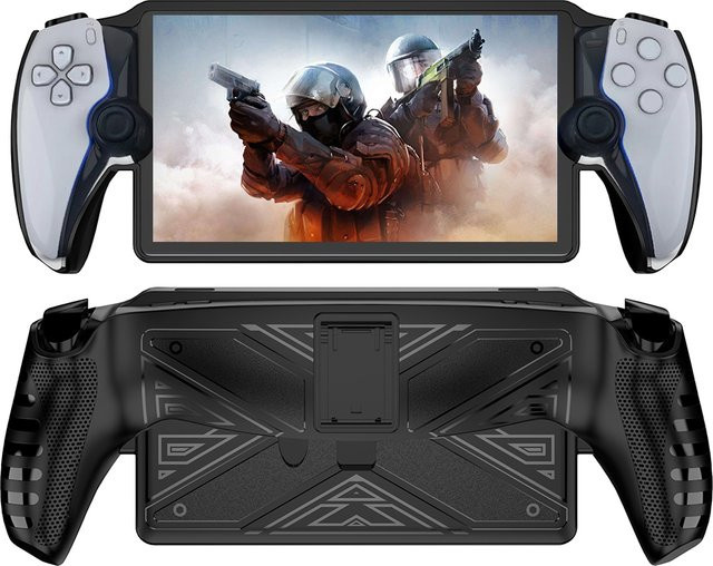 ATUOTIN TPU-Schutzhülle für PS Portal mit Halterung, kratzfeste Griffhülle für PlayStation, Schwarz - Bild 1
