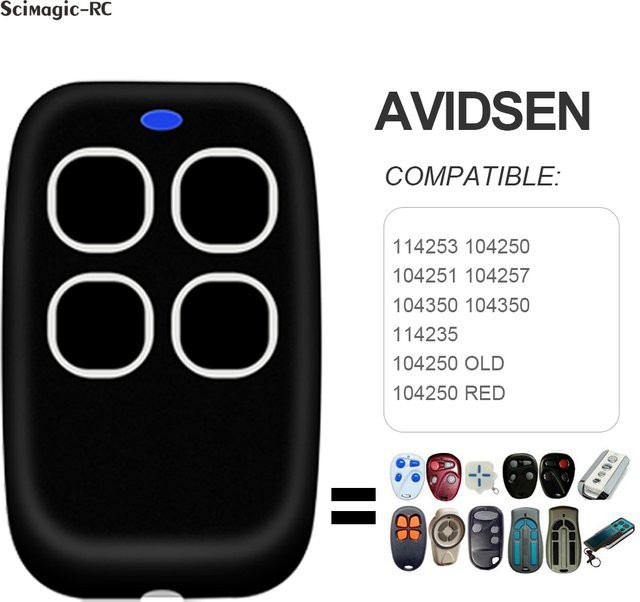 AVIDSEN Garagentor Fernbedienung Handsender 433,92 MHz Rolling Code in Schwarz für 104505 100400 Clone - Bild 1