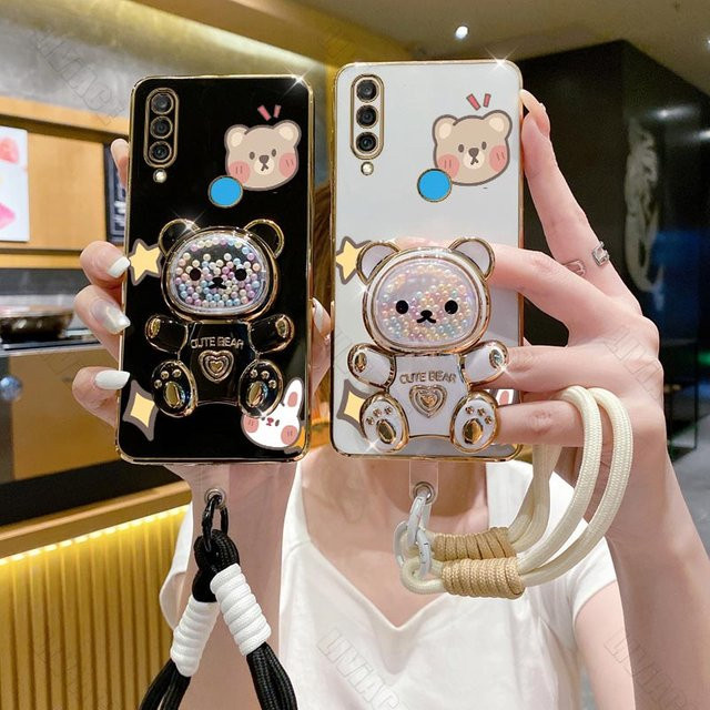 Bunte Handyhülle mit niedlichen Bären und Armband für Huawei P30 P20 P40 P50 P60 Lite Pro Y6P Y7 als Schutzhülle mit Standfunktion in Mehrfarbig - Bild 1