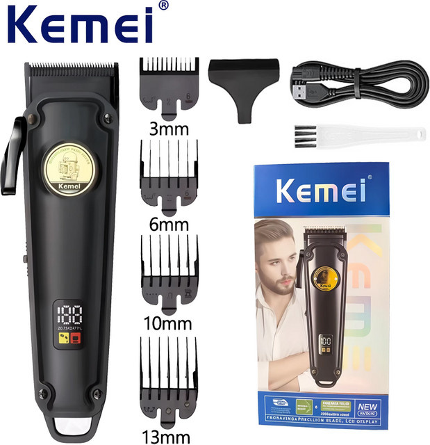 Kemei KM-2372 Kabelloser Elektrischer Herren-Trimmer in Schwarz mit Lithium-Akku und verstellbarer Schneidefunktion - Bild 1