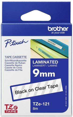Brother TZe-121 Beschriftungsband Transparent mit schwarzer Schrift, Breite: 9 mm, Länge: 8 m - Bild 1