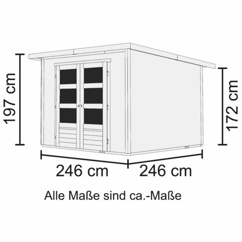 Karibu Gartenhaus Stockach 4 aus Holz in Grau, B/H/T: 246 x 197 x 246 cm - Bild 2