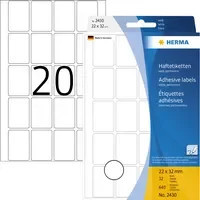 HERMA Universaletiketten aus Papier in Weiß, B: 22 mm, H: 32 mm - Bild 1
