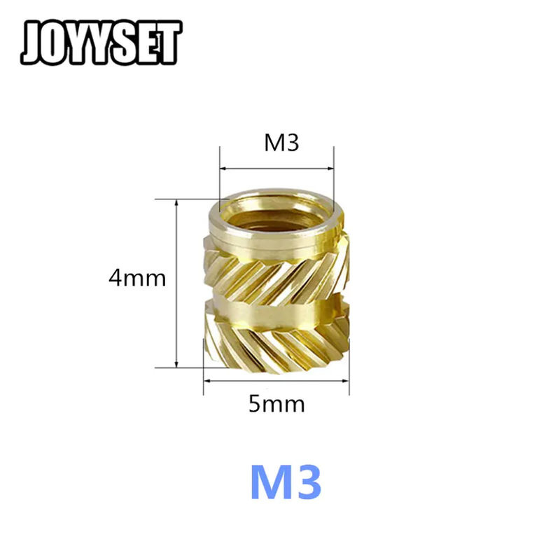 30 Stück JOYYSET M3 Gewinde Heat Set Messingmuttern, hitzebeständige Einbettungsmutter für 3D-Drucker, Farbe: Gold, Maße: M3 x 5 x 4 mm - Bild 5