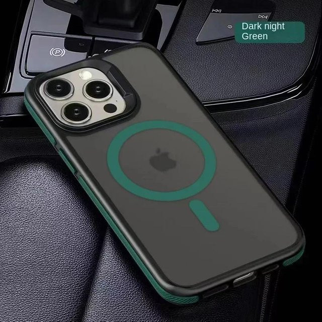Magnetische iPhone Hülle mit MagSafe Wireless Charging, mattiert und gefrostet, zweifarbig transparent für Apple iPhone 16 15 14 13 12 11 Pro Max Plus - Bild 1