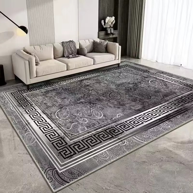 Luxus Teppich mit europäischem Druck in Grau, rutschfest und verschleißbeständig für Wohnzimmer und Schlafzimmer - Bild 2