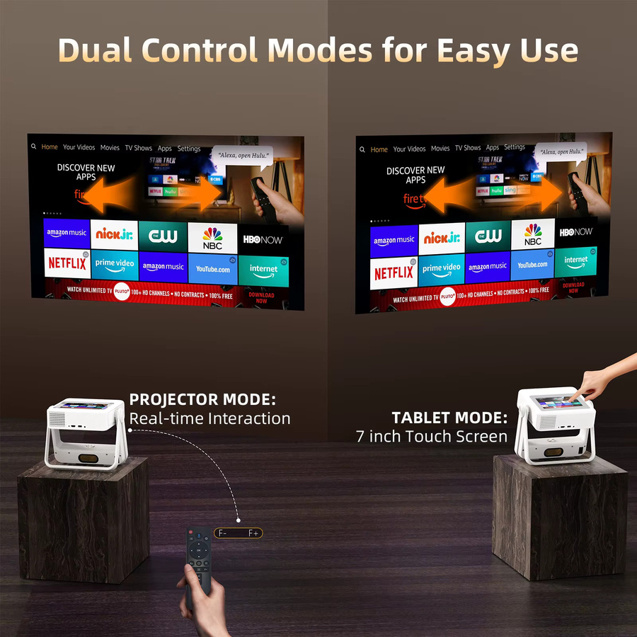 XBJ A5Pro Smart Doppel-Touchscreen-Projektor 720P HD Beamer mit WLAN und automatischer Trapezkorrektur für Heimkino und Outdoor-Kino - Bild 2
