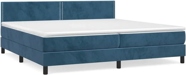 vidaXL Boxspringbett mit Matratze Dunkelblau Samt B/T/H: 200 x 200 x 88 cm - Bild 1
