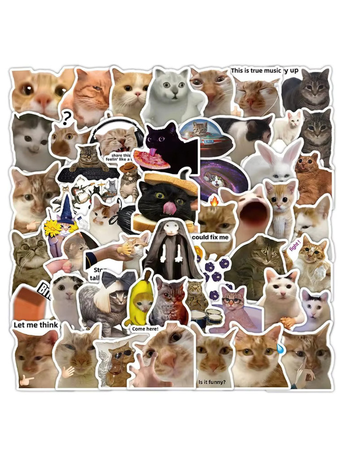 56 Stück Kawaii Cat Meme Sticker Set von YourLife Store, wasserfeste UV-beschichtete Aufkleber in Multicolour für Journaling und Geräte - Bild 6