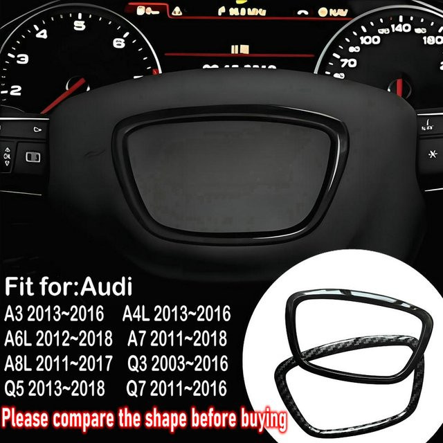 ABS Lenkrad Center Panel Logo Rahmen Kreis Aufkleber Abdeckung für Audi A3 A4L A7 A6L A8 Q3 Q5 Q7 in Schwarz - Bild 1