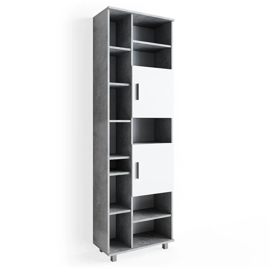 Vicco Badschrank Ilias Hochschrank in Weiß und Grau, B/T/H: 60 x 30 x 190 cm - Bild 2
