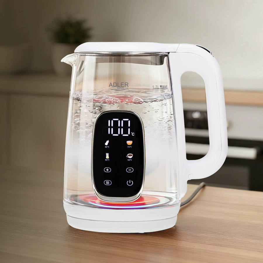 Aeg Wasserkocher aus Glas in Weiß mit 1,7 l Fassungsvermögen, 220 W Leistung, manueller Temperatureinstellung und Temperaturwartungsfunktion - Bild 5