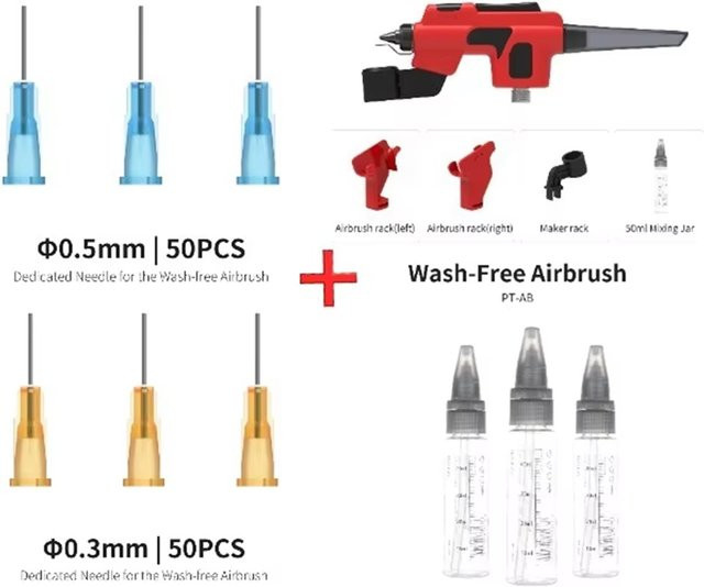 KSOL PT-AB Waschfreier Airbrush mit Markerhalter in Rot für Modellbau und Hobby-DIY-Projekte - Bild 1