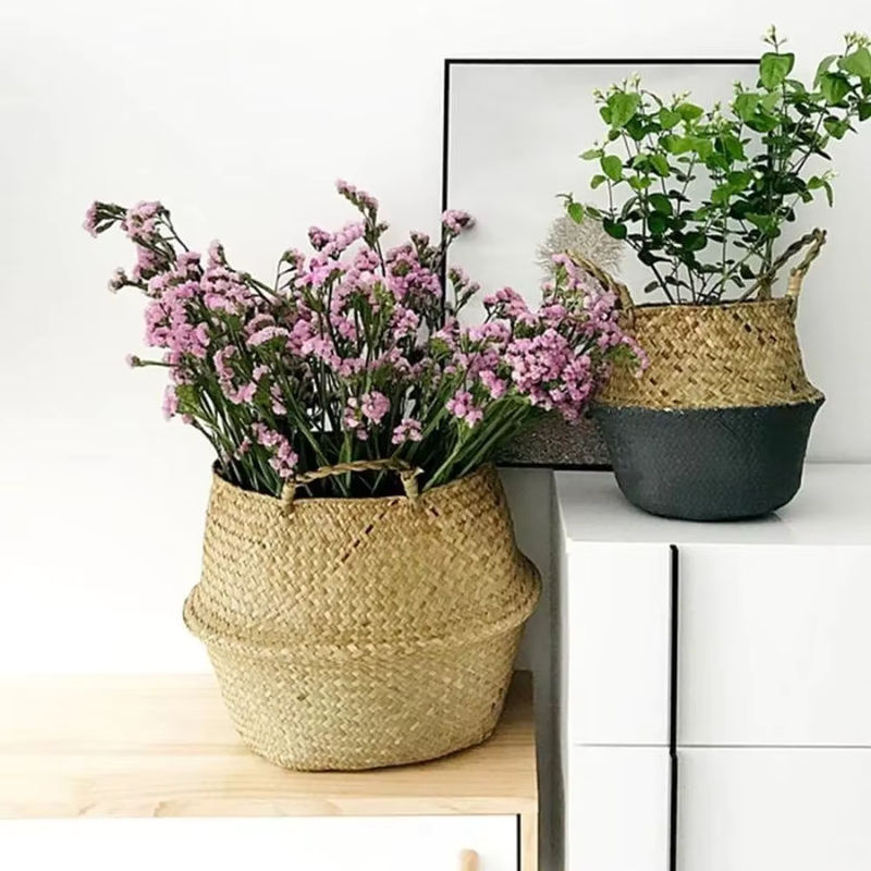 Hängender Weidenkorb aus Rattan in Beige als Blumentopf oder Aufbewahrungskorb - Bild 2