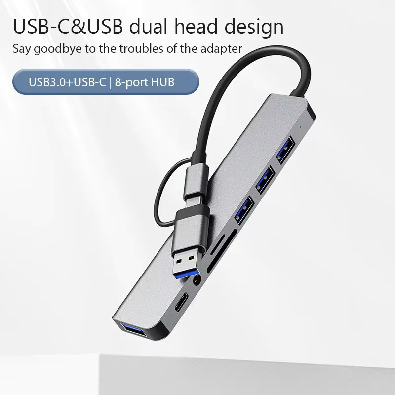 Xiaomi 8-in-1 USB C Expander Hub Multiport Adapter in Grau mit USB 3.0 und 4K DisplayPort für Telefon und Tablet - Bild 2
