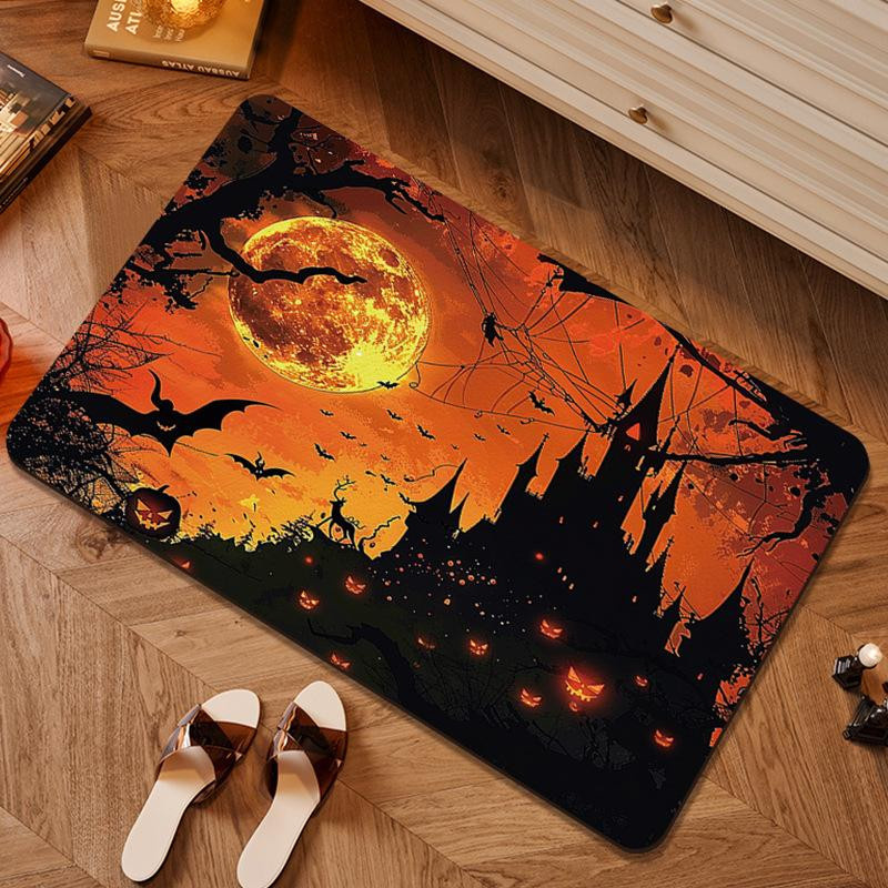 Halloween Badezimmer Fußmatte von Yiran Furniture, rutschfest und schnelltrocknend, B/H: 60 x 40 cm, mehrfarbig gestreift - Bild 1