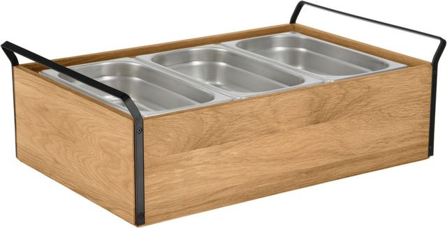 VEGA Buffet-Kühltablett Esino hoch in Eiche, Schwarz und Edelstahl, rechteckig, B/T/H: 61,9 x 38,6 x 20,9 cm - Bild 1