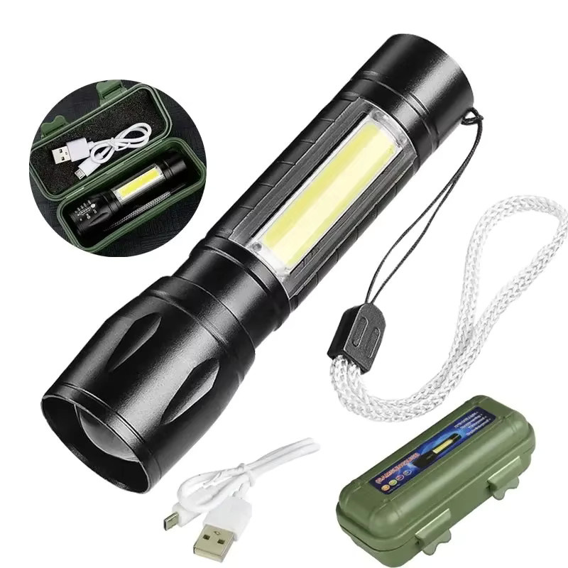 Wiederaufladbare LED Taschenlampe und Camping-Laterne in Schwarz für Outdoor und Garten - Bild 5