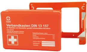 GRAMM medical Betriebsverbandkasten MINI mit Wandhalterung, orange, DIN 13 157 - Bild 1