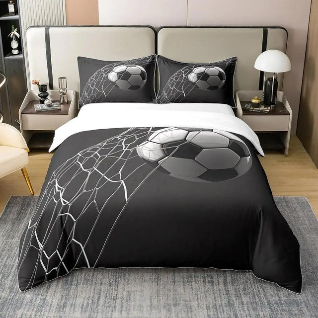 JMG Household Supplies Fußball Bettwäsche Set für Kinder mit Cartoon Motiv, Mehrfarbig, B/H: 140 x 200 cm, Kissenbezug: 50 x 70 cm - Bild 1