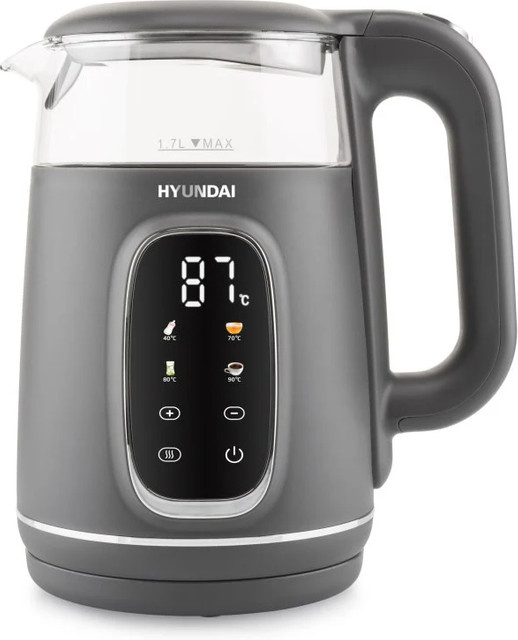 Hyundai Wasserkocher HYUVK670 aus Glas und Edelstahl in Grau mit Keep-Warm-Funktion und Abschaltautomatik - Bild 1