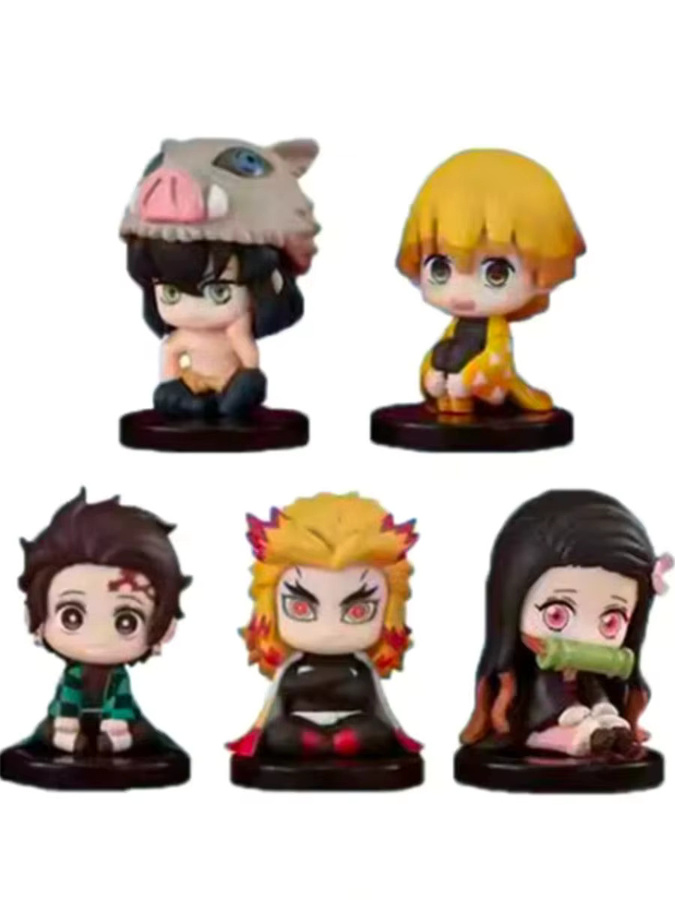Bandai Demon Slayer Q-Version Sitzende Geisterpuppe, Actionfigur, 5er Set - Bild 3