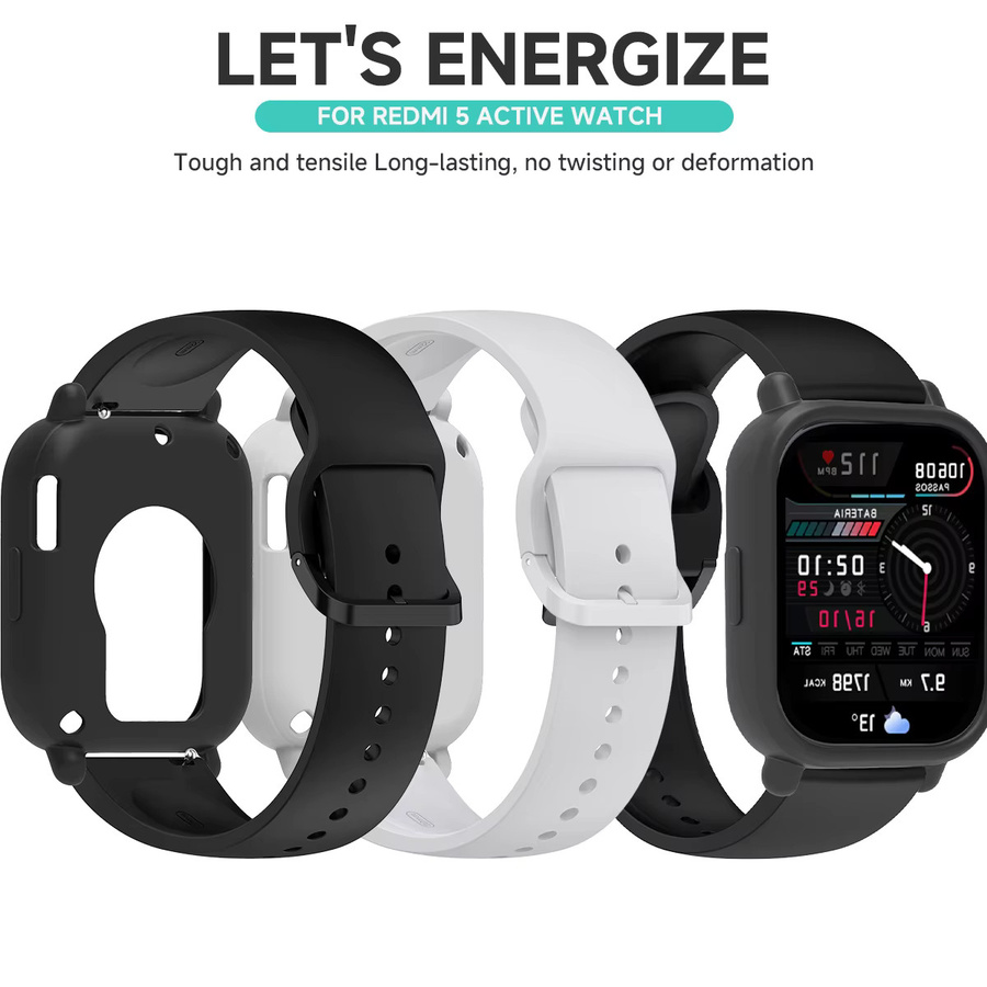 OAKCHARM Uhrenarmband und Case für Redmi Watch 5 Lite, Silikon, Weiß, Unisex - Bild 2