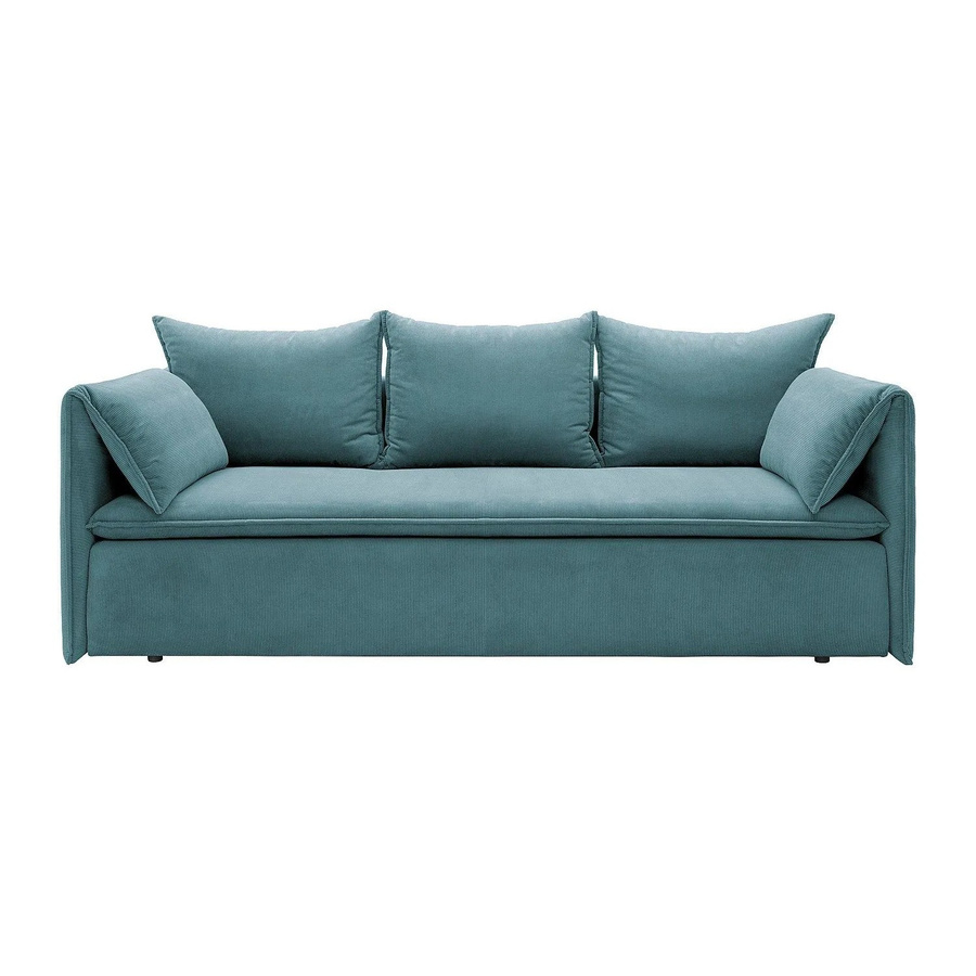 Vente-unique Schlafsofa Teodora in Türkisblau mit Cord-Bezug, Breite: 218 cm - Bild 2