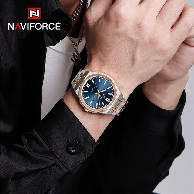 NAVIFORCE Armbanduhr, Quarz, Edelstahl, Blau, Herren - Bild 1